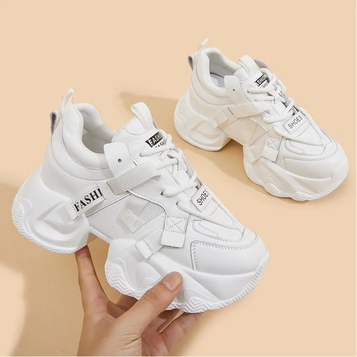 Women's Lace-Up Chunky Sneakers Casual Breathable Platform Dad Shoes