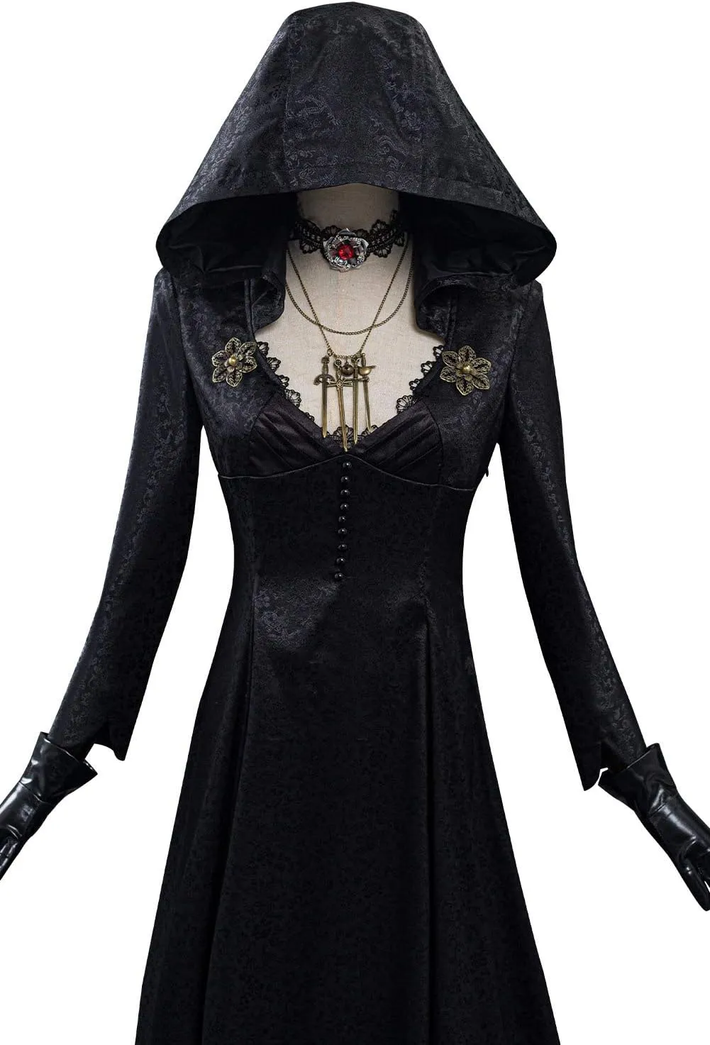 Womens Lady Cosplay Dress Vampire Lady Halloween White Costume with Hat
