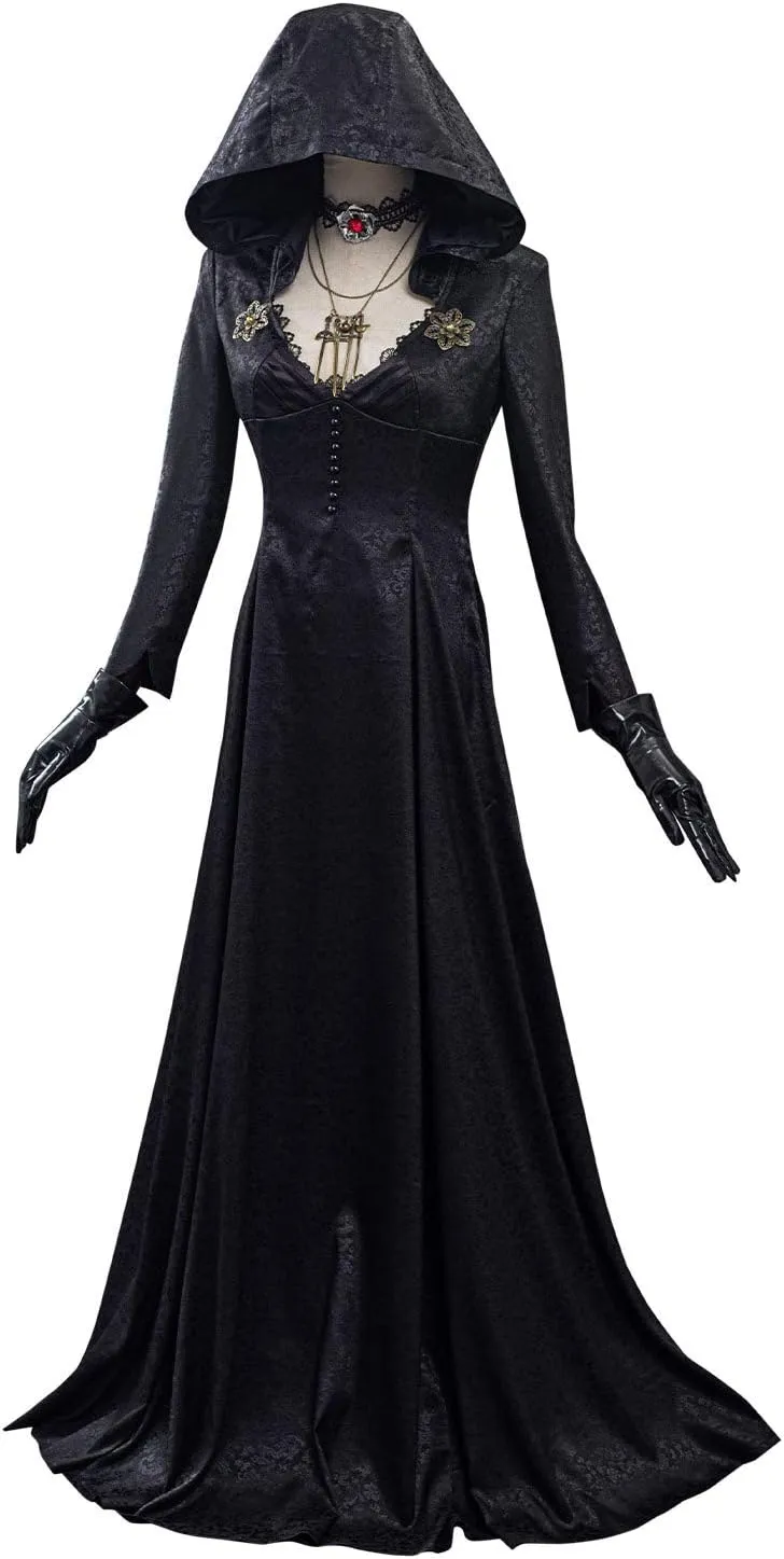 Womens Lady Cosplay Dress Vampire Lady Halloween White Costume with Hat