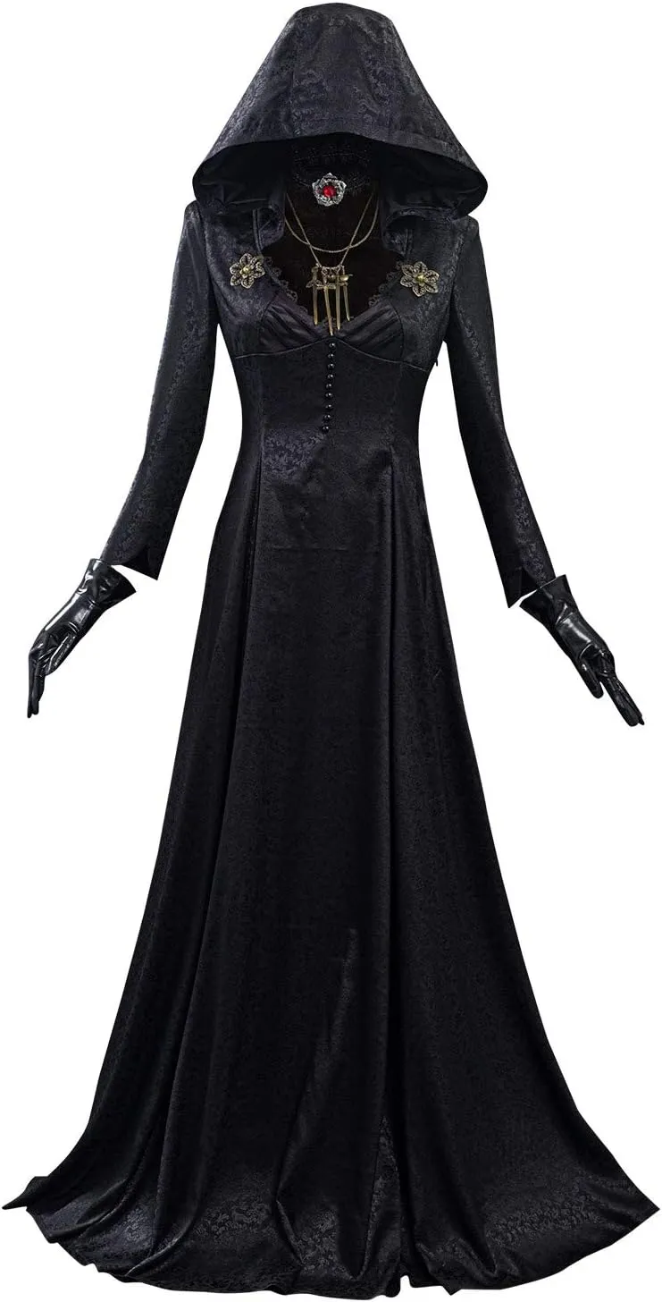 Womens Lady Cosplay Dress Vampire Lady Halloween White Costume with Hat