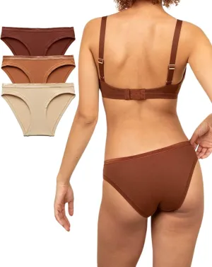 Women's Organic Cotton Low-Rise Bikini 3-Pack, All-Day Comfort, Breathable, Natural Knickey Underwear for All