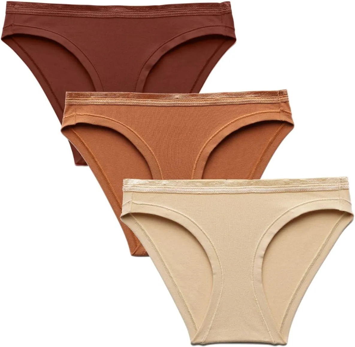 Women's Organic Cotton Low-Rise Bikini 3-Pack, All-Day Comfort, Breathable, Natural Knickey Underwear for All
