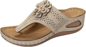 Women's Orthopedic Arch Support Sandals, Slip On Open Toe Low Wedge Platform Sandals Comfortable Non-Slip Flip Flops Summer Casual Shoe