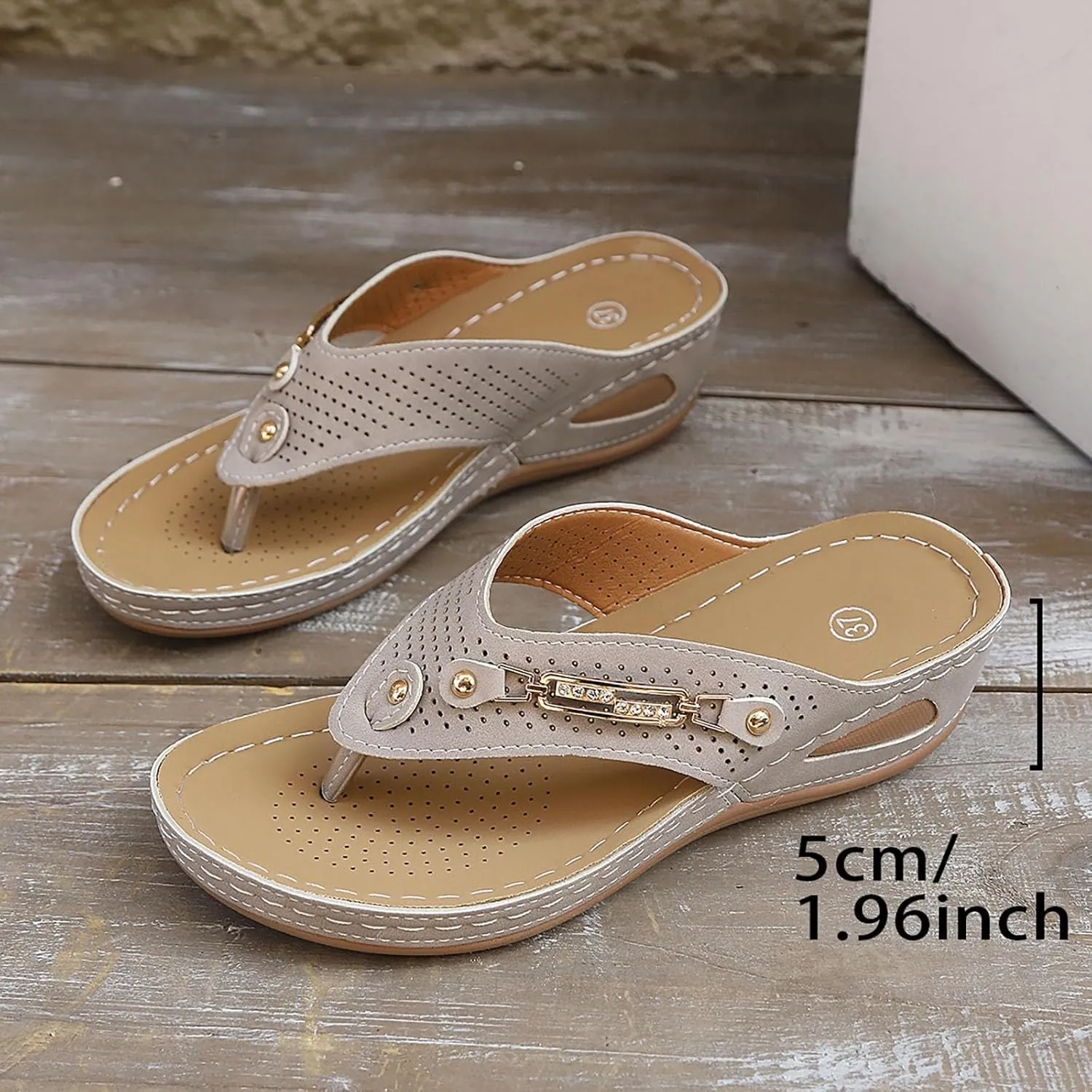 Women's Orthopedic Flip-Flop Sandals, Bohemia Breathable Mesh Hollow Wedge Sandals 2025 Summer Casual Slides Shoes
