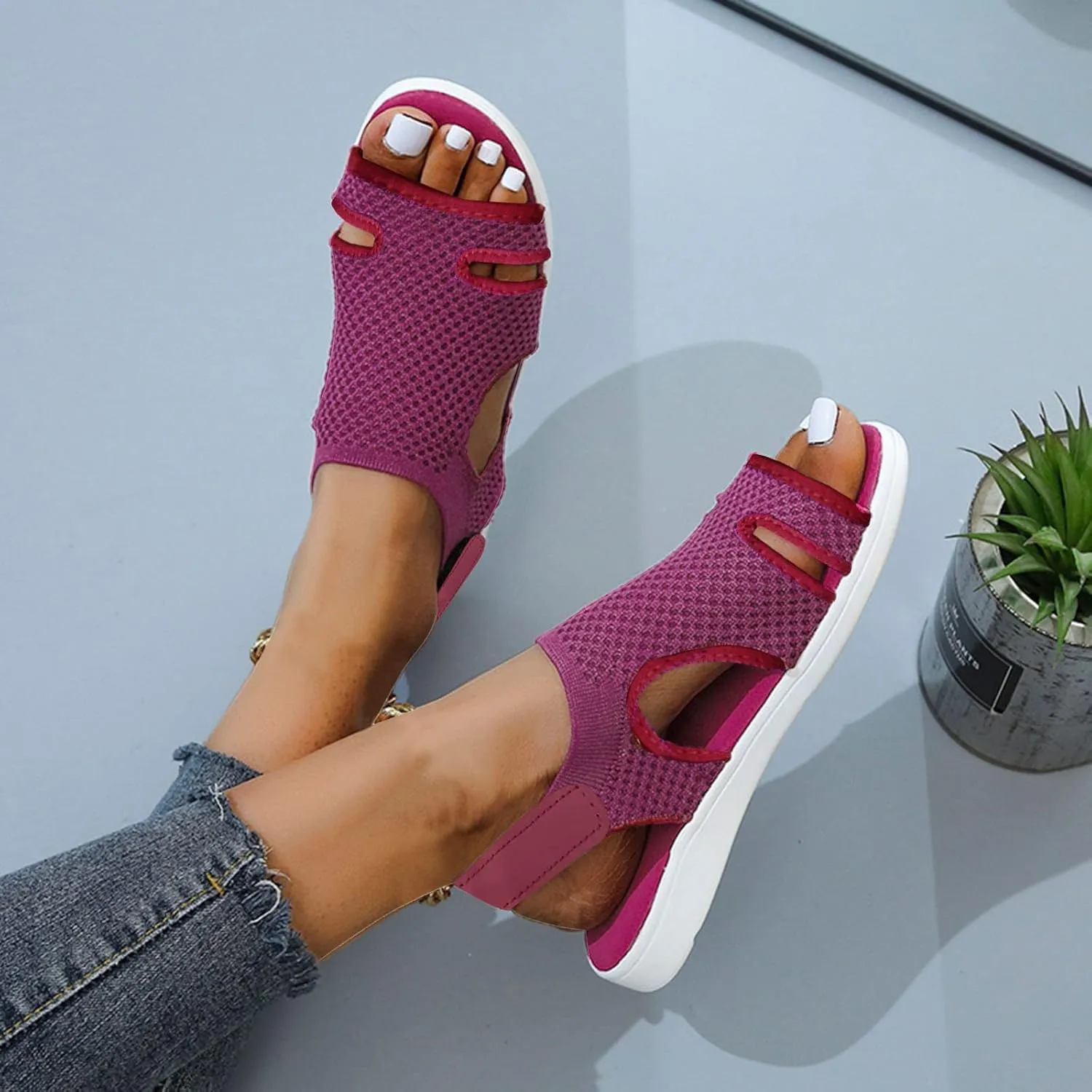 Womens Orthopedic Sandals Comfortable Walking Tennis Shoes Sandals Arch Support Wide Fit Sport Athletic Hiking