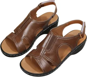 Womens Orthopedic Wedge Sandals Comfortable Slip on Platform Sandals, Wide Width Ankle Strap Open Toe Wedges Summer Casual Walking Shoes with Arch Support