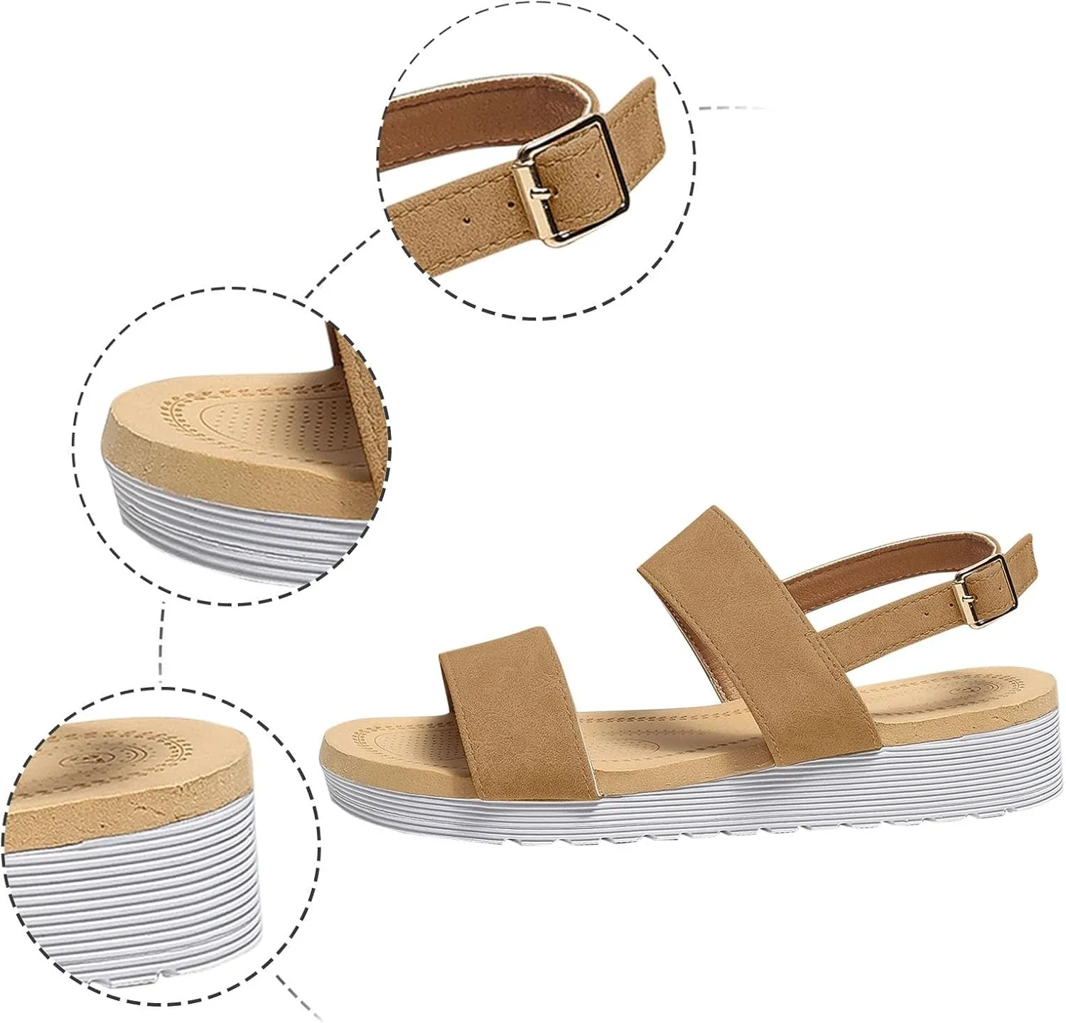Womens Platform Sandals Cute Ankle Strap Platform Sandals Dressy Shoes Open Toe Flatform Wedge Casual Sandal