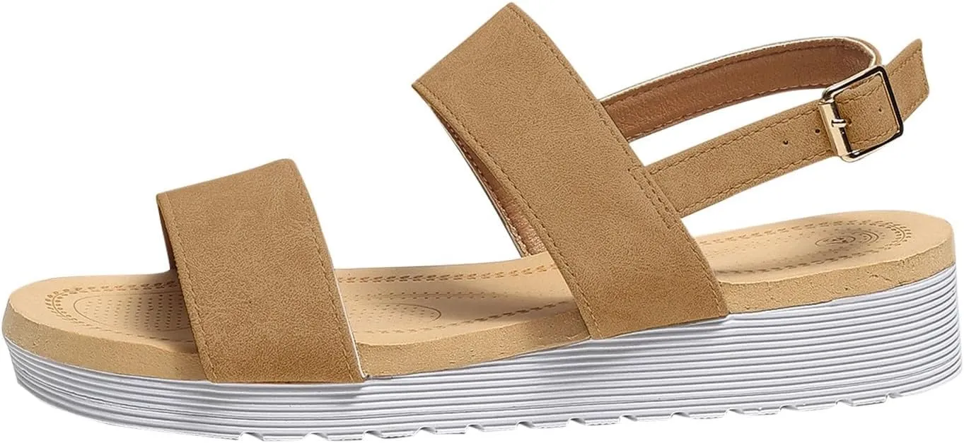 Womens Platform Sandals Cute Ankle Strap Platform Sandals Dressy Shoes Open Toe Flatform Wedge Casual Sandal