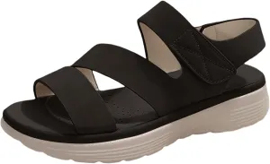 Womens Platform Sandals Wedge Walking Comfortable Casual Double Strap Lightweight Open Toe Orthopedic Sandals with Arch Support