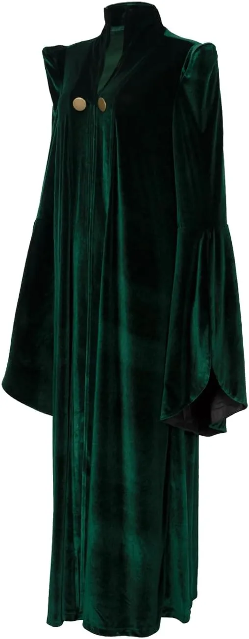 Womens Professor Costume Witch Halloween Cosplay Robe Wizard Cloak Witch Hat