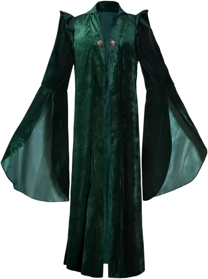 Womens Professor McGonagall Costume with Hat Halloween Witch Robe Cloak