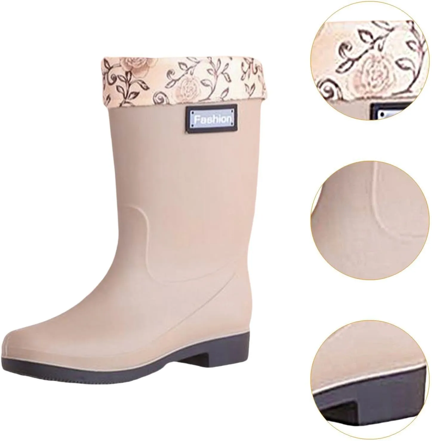 Women's Rain Boots, Waterproof Shoes, Seamless, Versatile, Mid-Calf, Camping, Fishing Rain Boots
