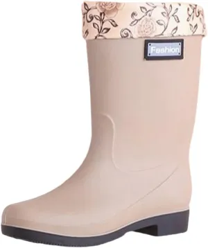 Women's Rain Boots, Waterproof Shoes, Seamless, Versatile, Mid-Calf, Camping, Fishing Rain Boots