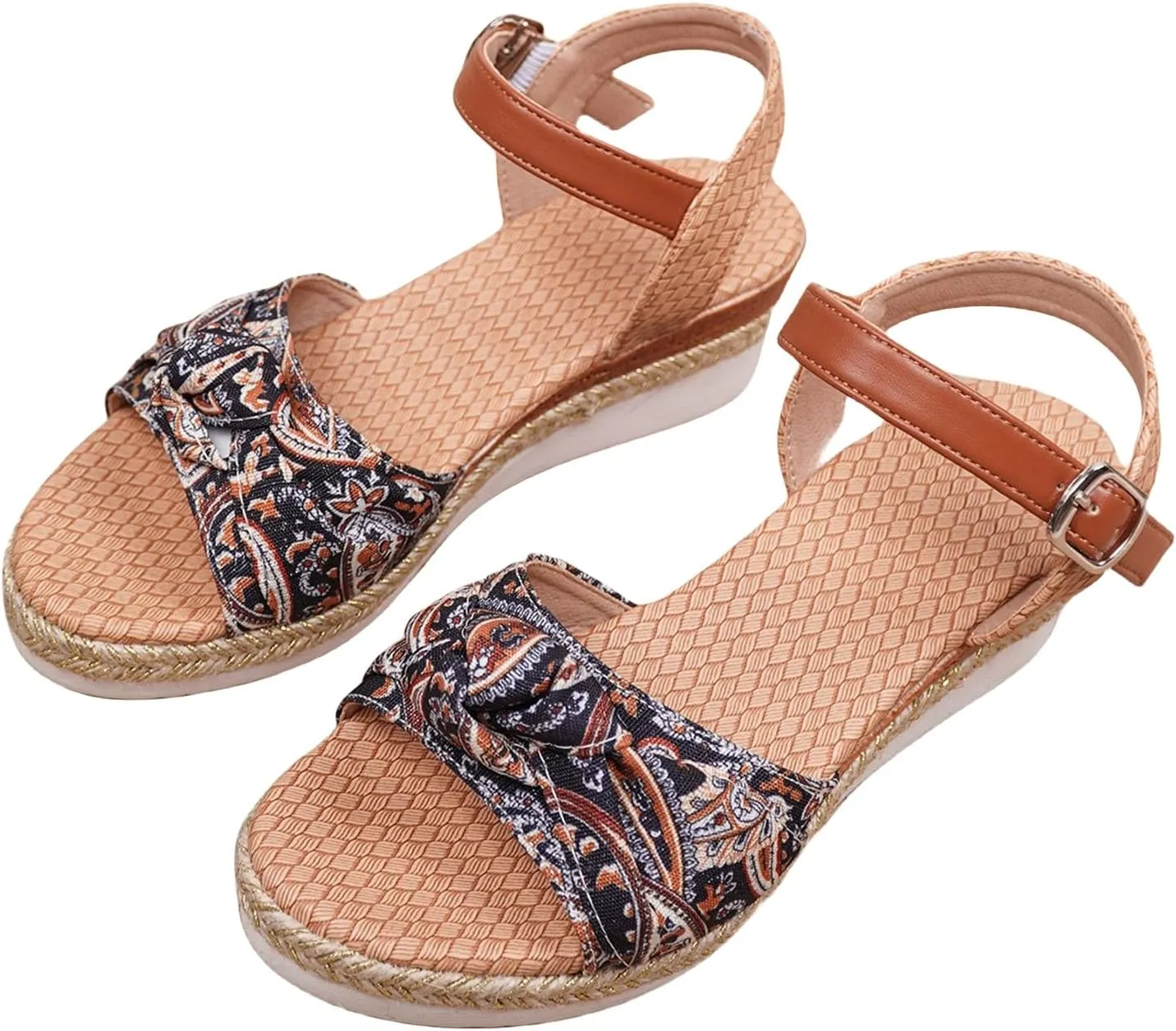 Women's Sandals Comfortable Dressy Low Wedge Heels Cute Summer One Band Casual Shoes Adjustable Ankle Strap Flat Sandals