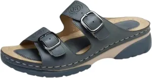 Womens Sandals Dressy Summer Comfortable Slides with Arch Support Casual Non Slip Platform Lightweight Wedge Shoes Open Toe Walking Beach Slippers Breathable Adjustable Orthopedic Diabetic Sandals