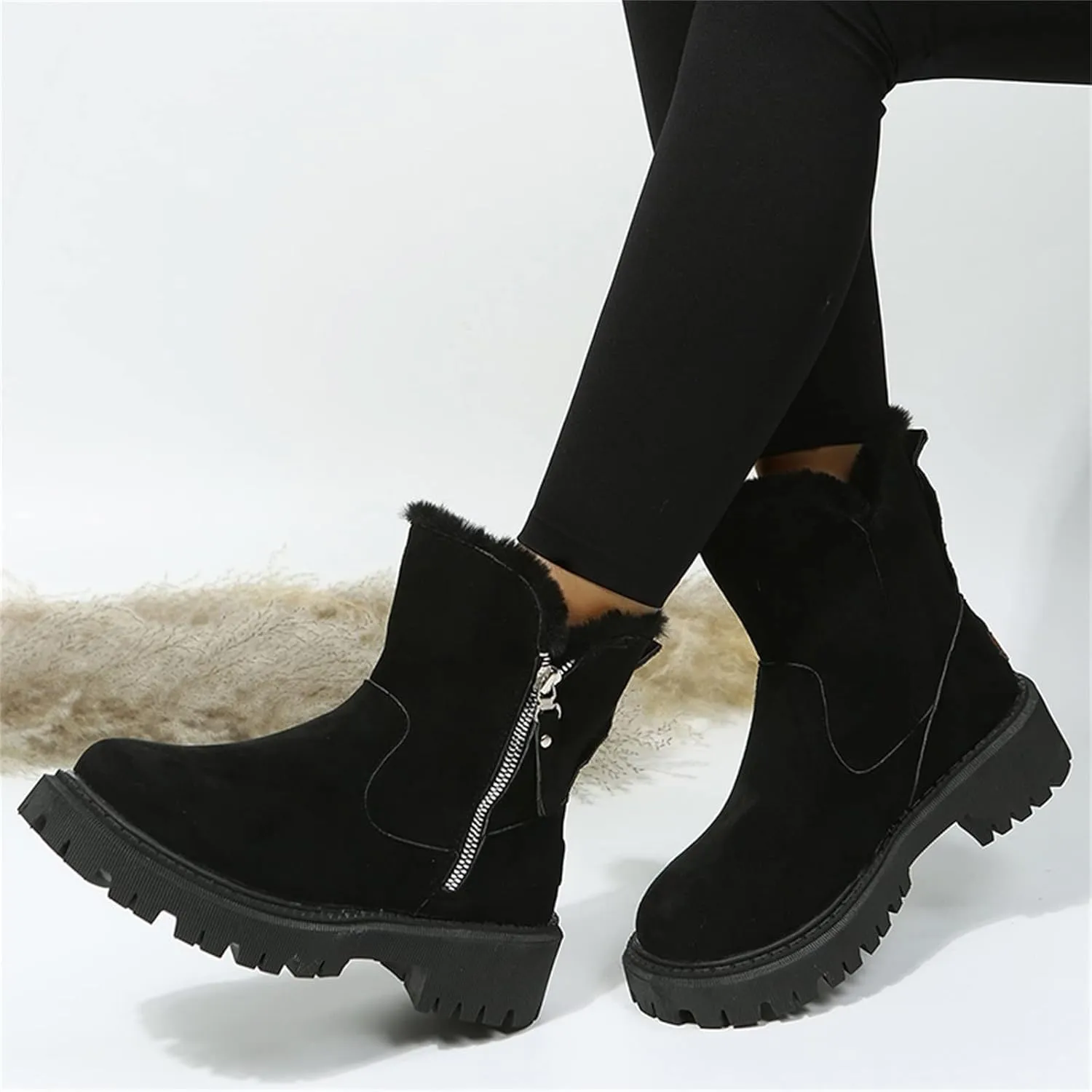 Womens Snow Boots 8.5 Wide Women's Mid Calf Snow Boots Waterproof Ladies Snow Boots Waterproof Wide Boots for Winter Fashion for Women Snow Boots Wide