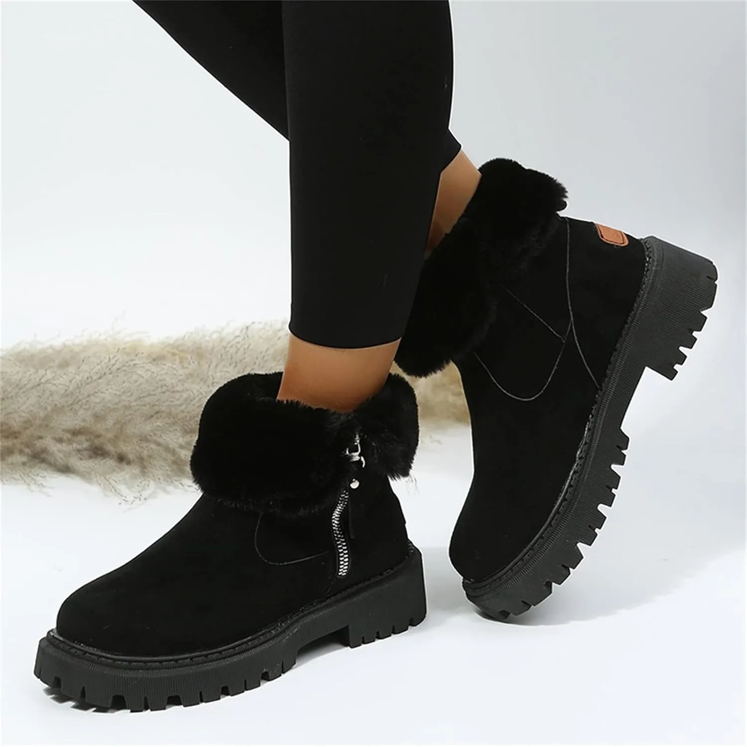 Womens Snow Boots 8.5 Wide Women's Mid Calf Snow Boots Waterproof Ladies Snow Boots Waterproof Wide Boots for Winter Fashion for Women Snow Boots Wide