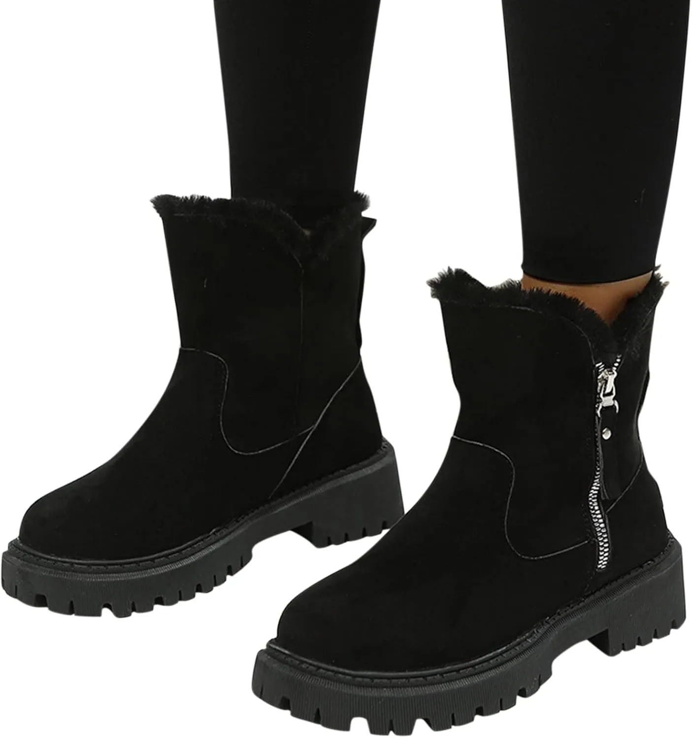 Womens Snow Boots 8.5 Wide Women's Mid Calf Snow Boots Waterproof Ladies Snow Boots Waterproof Wide Boots for Winter Fashion for Women Snow Boots Wide