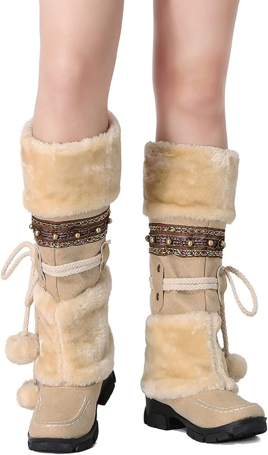 Women's Snow Boots Waterproof Insulated Snow Booties for Women Waterproof Snow Boots for Women 7.5 Wide Women's Winter Booties Slippers Tall Winter Boots for Women with Heel