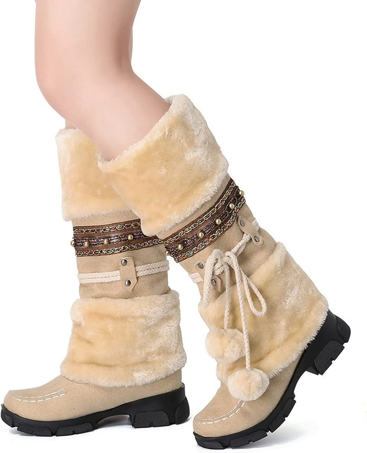 Women's Snow Boots Waterproof Insulated Snow Booties for Women Waterproof Snow Boots for Women 7.5 Wide Women's Winter Booties Slippers Tall Winter Boots for Women with Heel