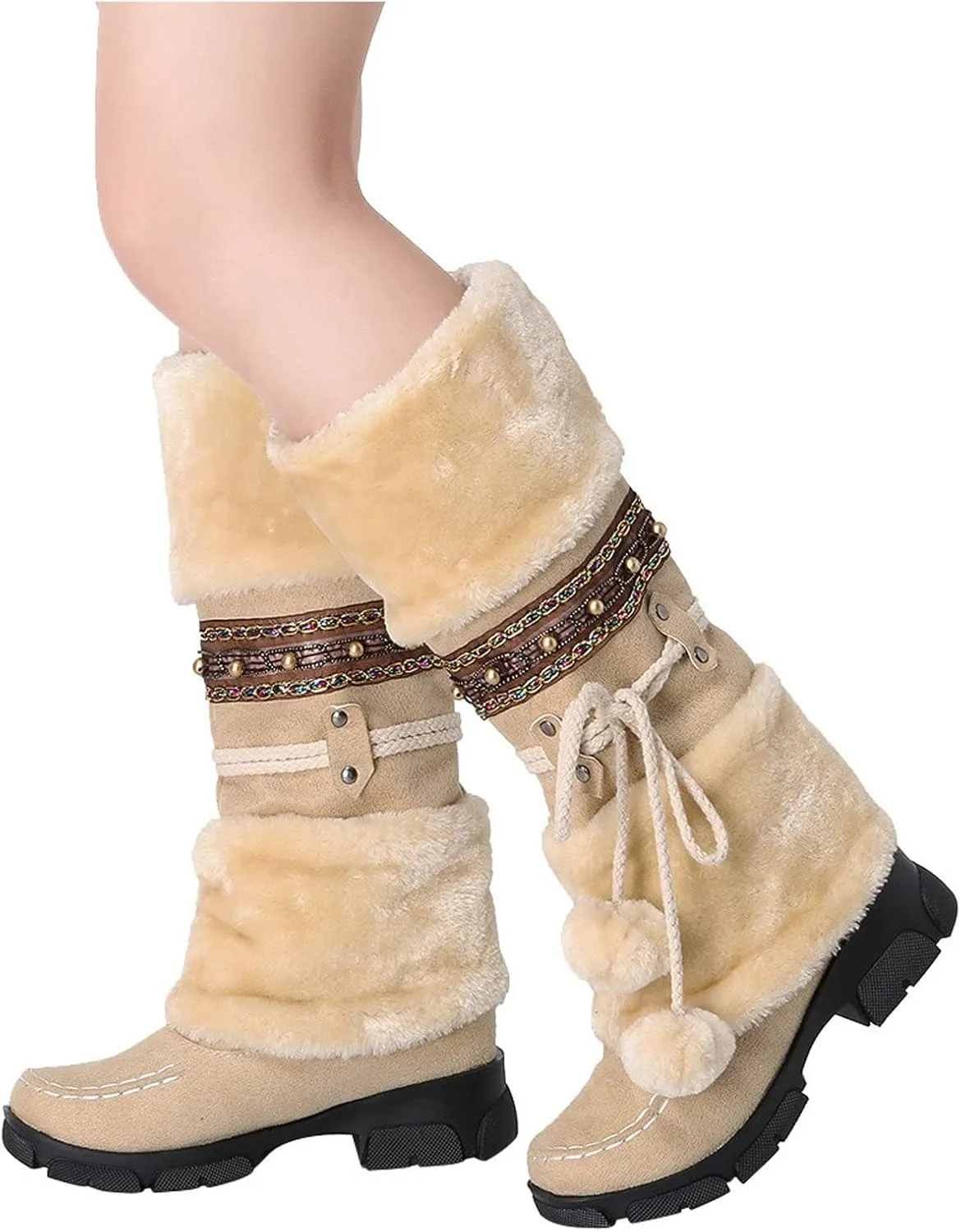 Women's Snow Boots Waterproof Insulated Snow Booties for Women Waterproof Snow Boots for Women 7.5 Wide Women's Winter Booties Slippers Tall Winter Boots for Women with Heel