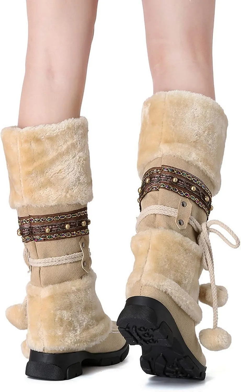 Women's Snow Boots Waterproof Insulated Snow Booties for Women Waterproof Snow Boots for Women 7.5 Wide Women's Winter Booties Slippers Tall Winter Boots for Women with Heel