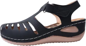 Womens Summer Sandals Casual Bohemia Gladiator Closed Toe Wedge Shoes Comfort Ankle Strap Slip On Platform Orthopedic Sandals with Arch Support