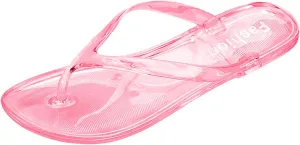 Women's Summer Slippers Crystal Jelly Color Clip Toe Flat Comfy Sandals Round Head Casual Beach Wearing Flip Flops