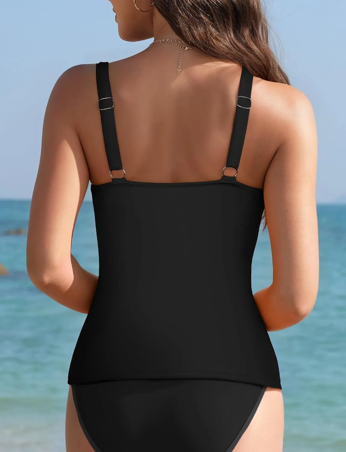 Women's Tankini Top Swimwear Top Only Tummy Control Bathing Suit Top Modest Swim Tank Tops No Bottom