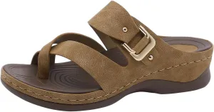Women's Wedge Arch Support Slide Sandals Summer Fashion Dress Sandals Orthopedic Walking Slides Platform Slides