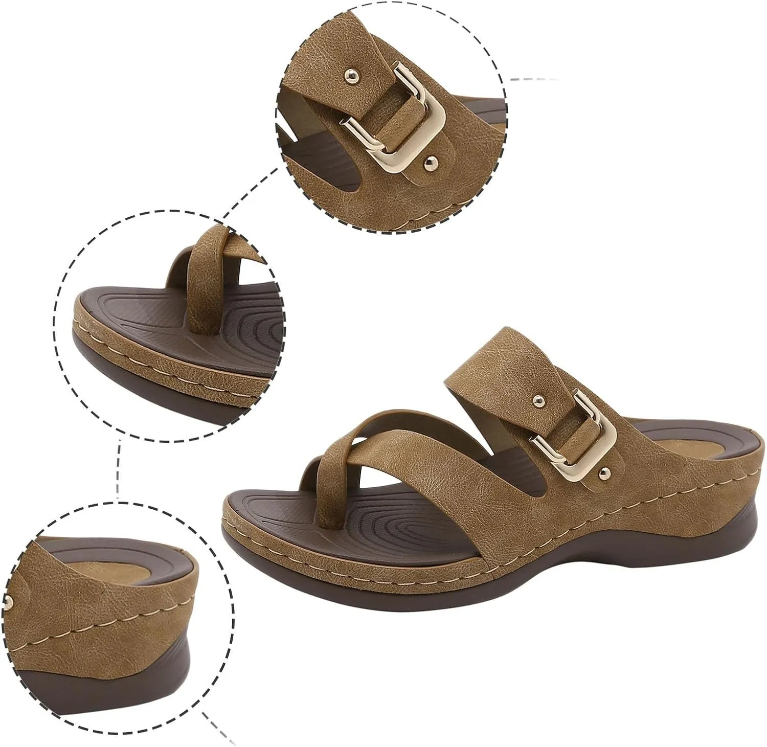 Women's Wedge Arch Support Slide Sandals Summer Fashion Dress Sandals Orthopedic Walking Slides Platform Slides