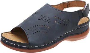Womens Wedge Sandals Low Wedge Sandals with Back Strap Wide Width Open Toe Shoes Casual Walking Shoes Hollow Out Breathable Beach Sandal Comfortable Wedges Adjustable Hoop Lightweight Shoe