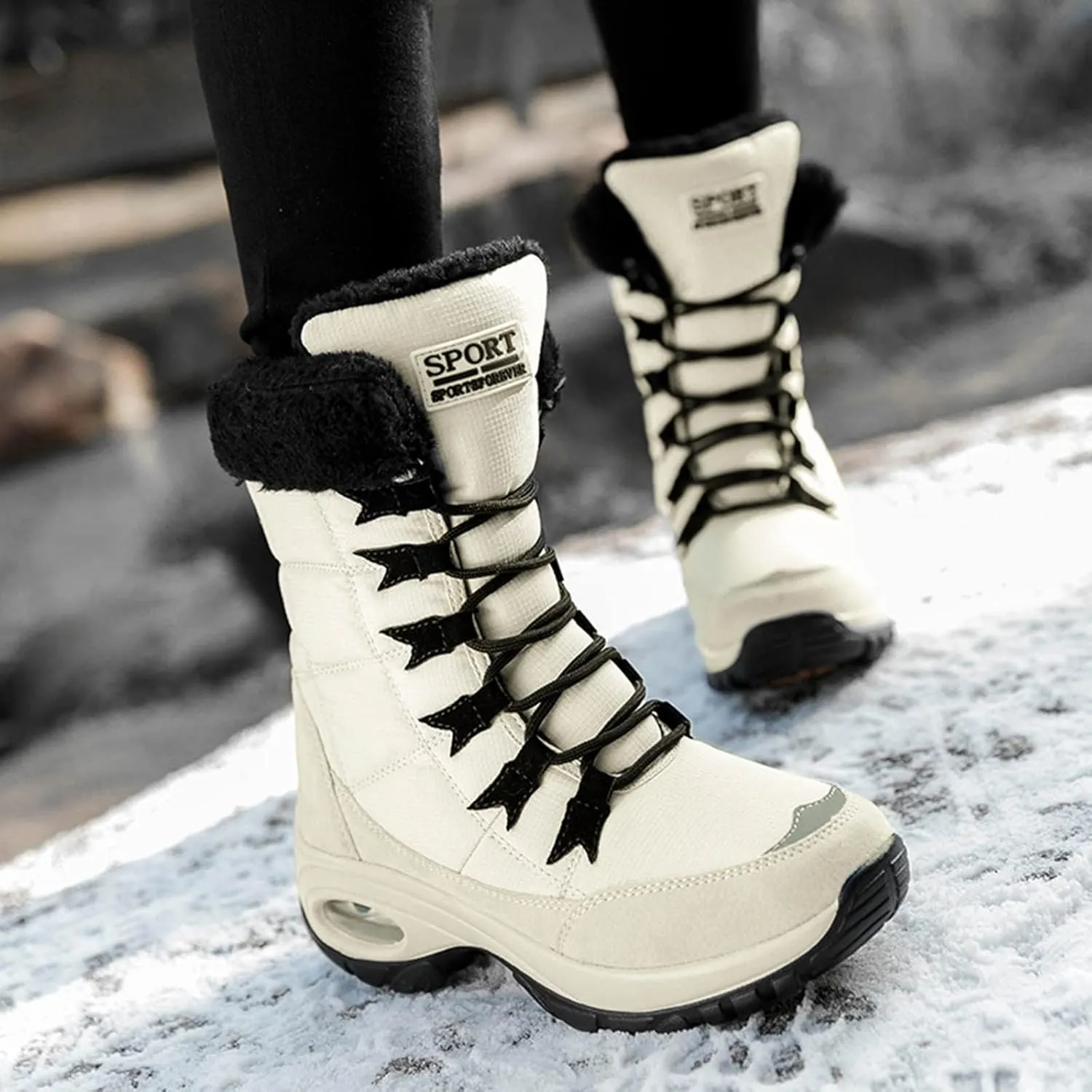 Women's Winter Boots Wide Width Leather Ankle Boots for Women Low Heel for Winter Womens Boots Winter Snow Shoes for Women Snow Boots Women Wide of Today