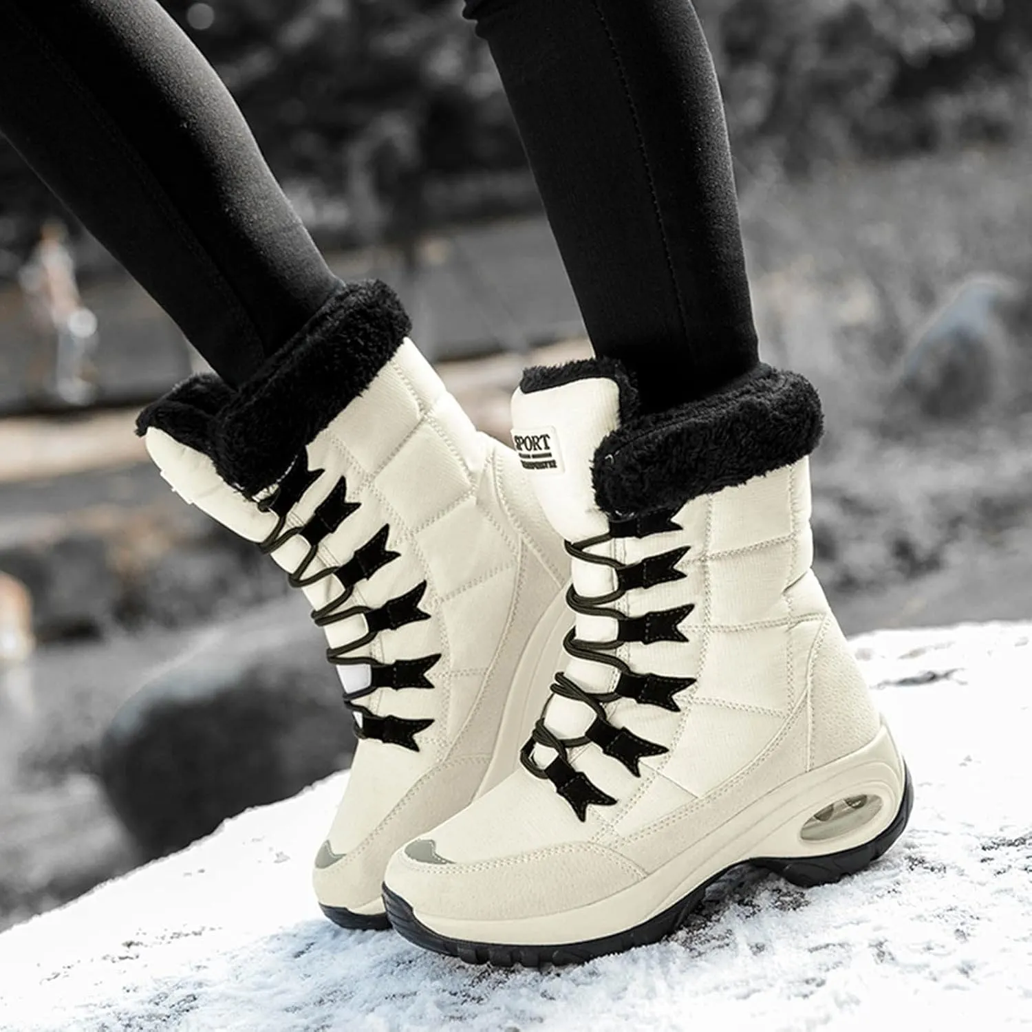 Women's Winter Boots Wide Width Leather Ankle Boots for Women Low Heel for Winter Womens Boots Winter Snow Shoes for Women Snow Boots Women Wide of Today