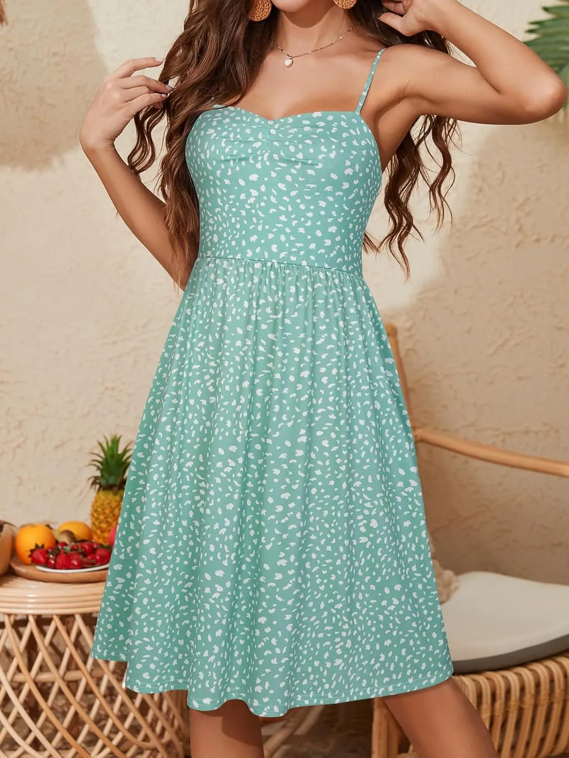 YATHON Summer Casual Dress for Women 2025 Vacation Beach Dresses Adjustable Spaghetti Strap Sundress with Pockets