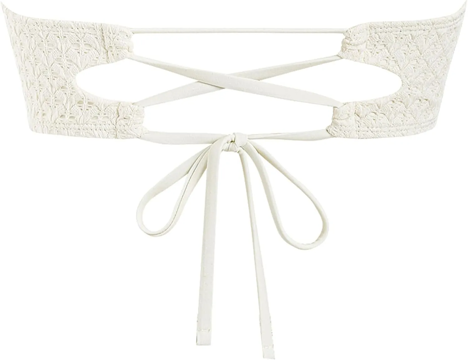 ZAFUL Women's Bandeau Bikini Top Strapless Swimsuit Top O Ring Tie Back Bathing Suit Tops Tube Top