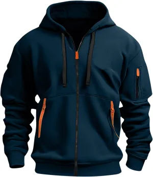 Zip Up Hoodie Men Hooded Tactical Jacket Work Tactical Winter Jackets Lightweight Zipper Jacket with Multi Pockets