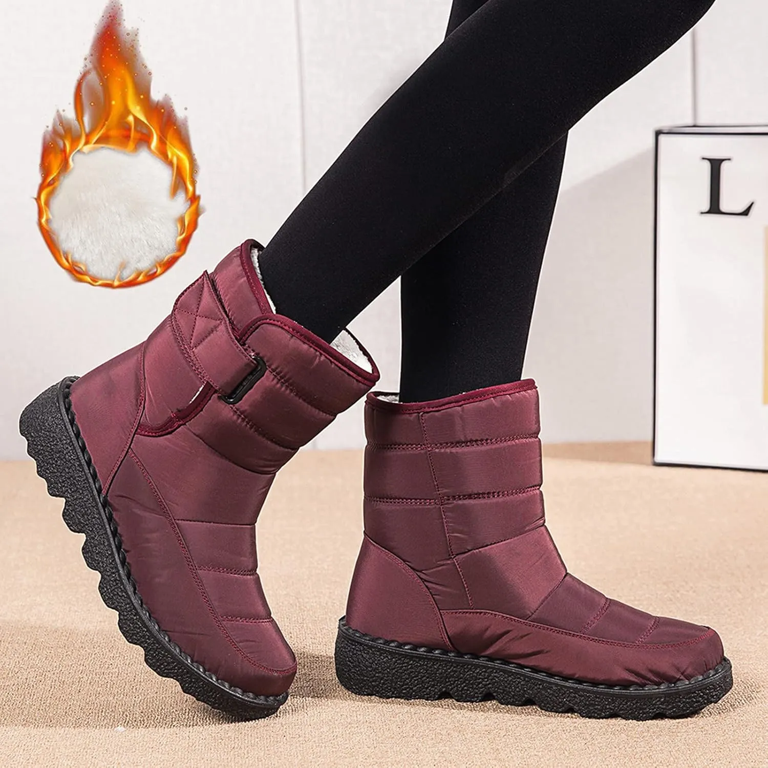 Zipper Winter Boots for Women Waterproof Snow Women's Winter Boots Waterproof Wide Width Womens Slip on Winter Boots Ankle Wide Snow Boots for Women Wide Width Botas De Trabajo En La Nieve Para Mujer