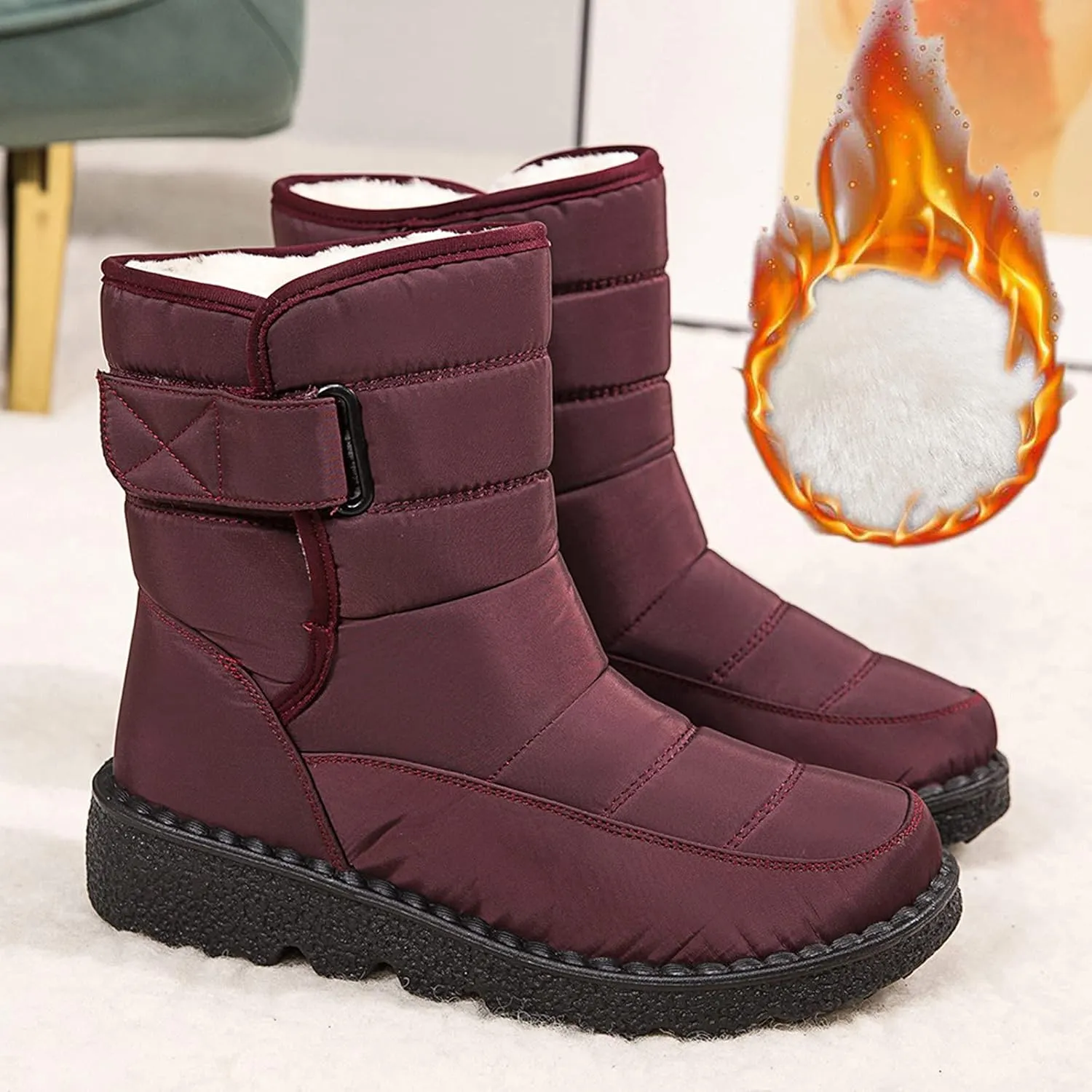 Zipper Winter Boots for Women Waterproof Snow Women's Winter Boots Waterproof Wide Width Womens Slip on Winter Boots Ankle Wide Snow Boots for Women Wide Width Botas De Trabajo En La Nieve Para Mujer