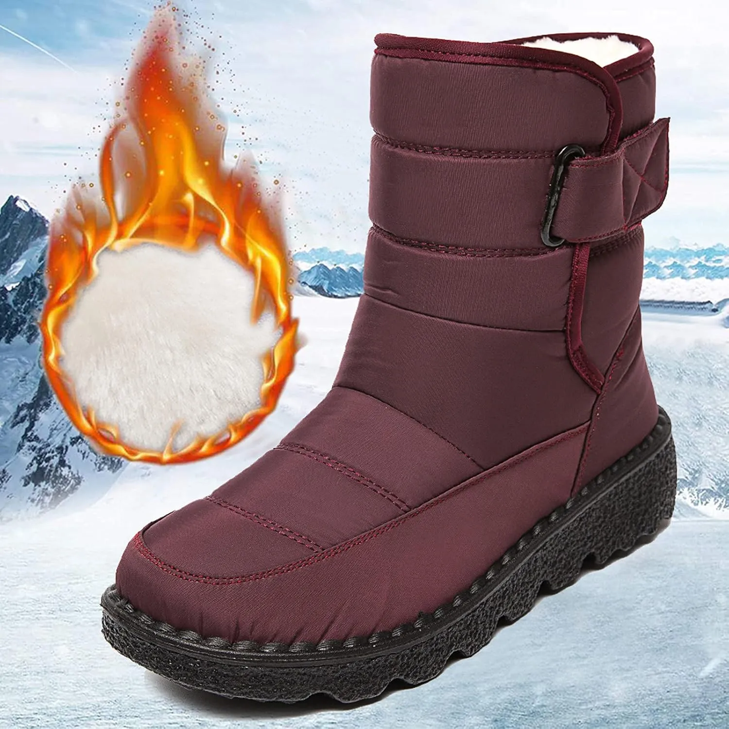 Zipper Winter Boots for Women Waterproof Snow Women's Winter Boots Waterproof Wide Width Womens Slip on Winter Boots Ankle Wide Snow Boots for Women Wide Width Botas De Trabajo En La Nieve Para Mujer