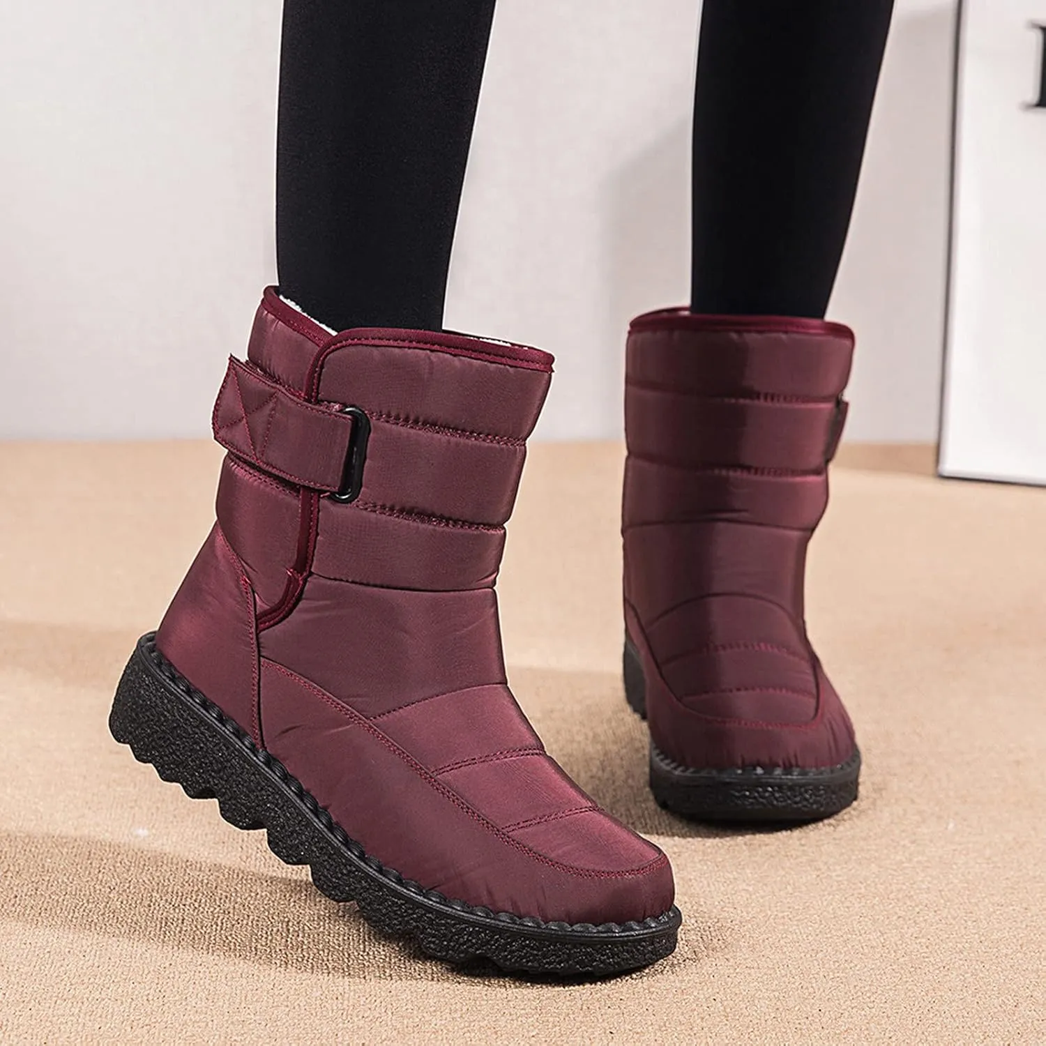 Zipper Winter Boots for Women Waterproof Snow Women's Winter Boots Waterproof Wide Width Womens Slip on Winter Boots Ankle Wide Snow Boots for Women Wide Width Botas De Trabajo En La Nieve Para Mujer